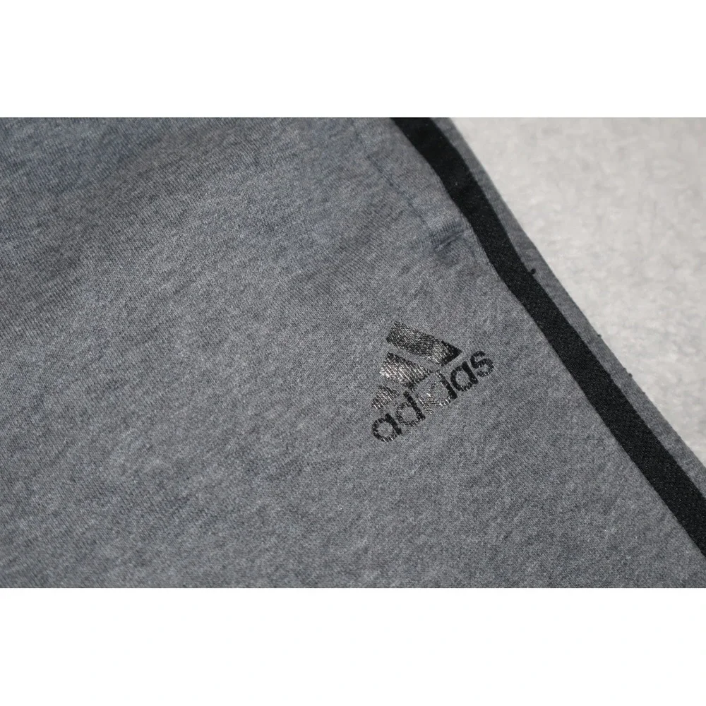 Adidas Sweatpants Mens Medium Gray Black 3-Stripe Joggers Gym Workout